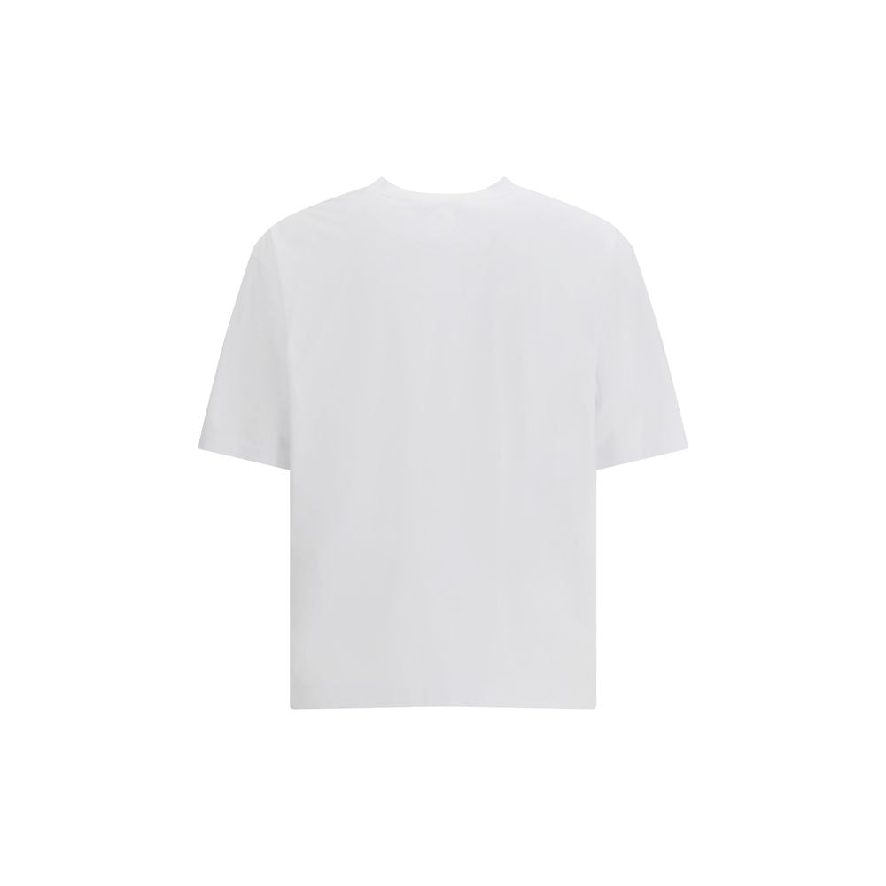Back view of Dsquared² White Cotton T-Shirt showcasing classic ribbed crew neck and logo print for iconic brand style.