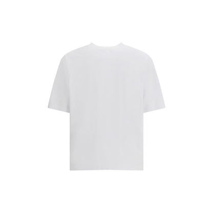 Back view of Dsquared² White Cotton T-Shirt showcasing classic ribbed crew neck and logo print for iconic brand style.