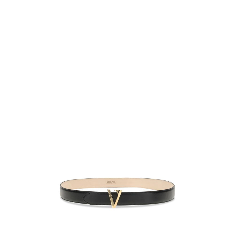 Versace Black Calf Leather Bos Taurus Regular Belt