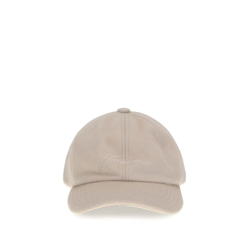 Jacquemus Beige Wool Cap (Baseball Hat) - Soft wool design, embroidered logo, stitched brim, adjustable buckle, AW25.