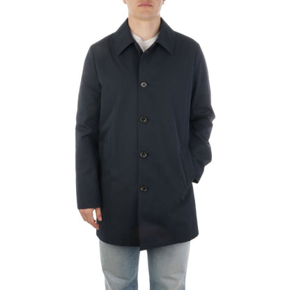 Aquascutum Black Cotton Mens Coat
