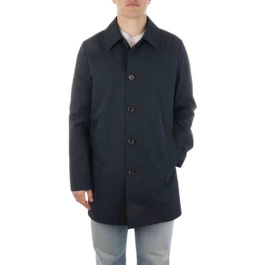 Aquascutum Black Cotton Mens Coat