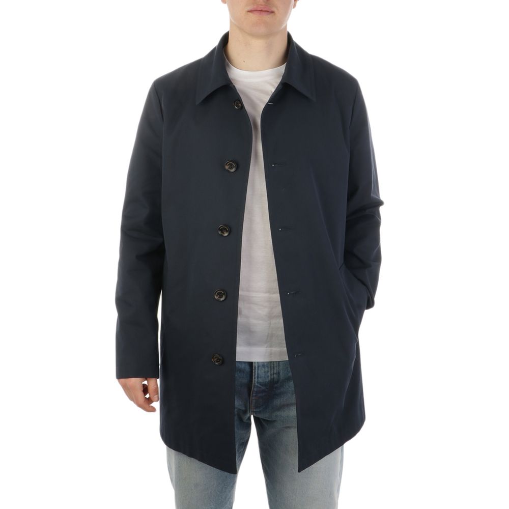 Aquascutum Black Cotton Mens Coat