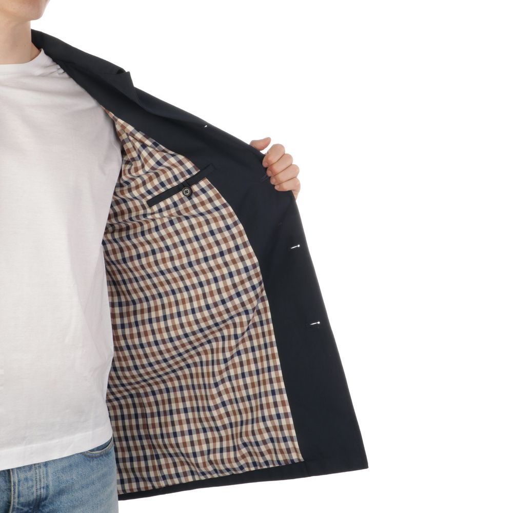 Aquascutum Black Cotton Mens Coat