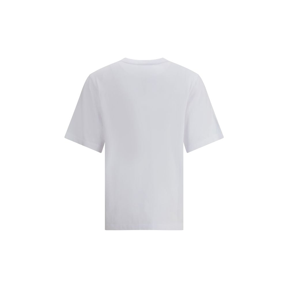 Back view of Maison Kitsuné White Cotton T-Shirt featuring a plain design and ribbed crew neck for a modern, versatile style.