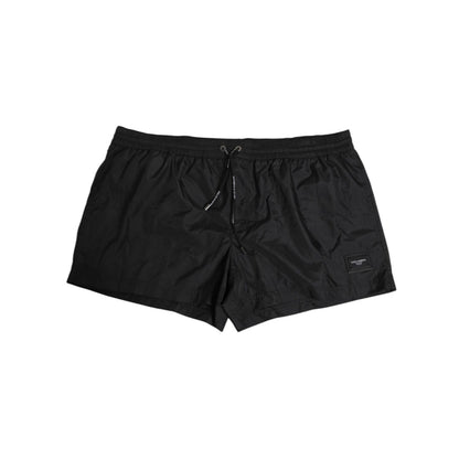 Dolce & Gabbana Black Logo Polyester Beachwear Shorts Swimwear