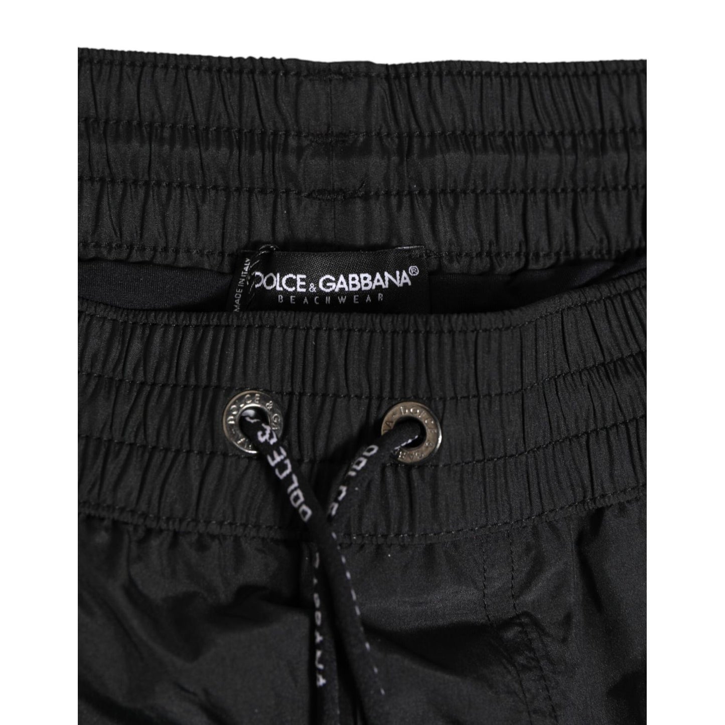 Dolce & Gabbana Black Logo Polyester Beachwear Shorts Swimwear