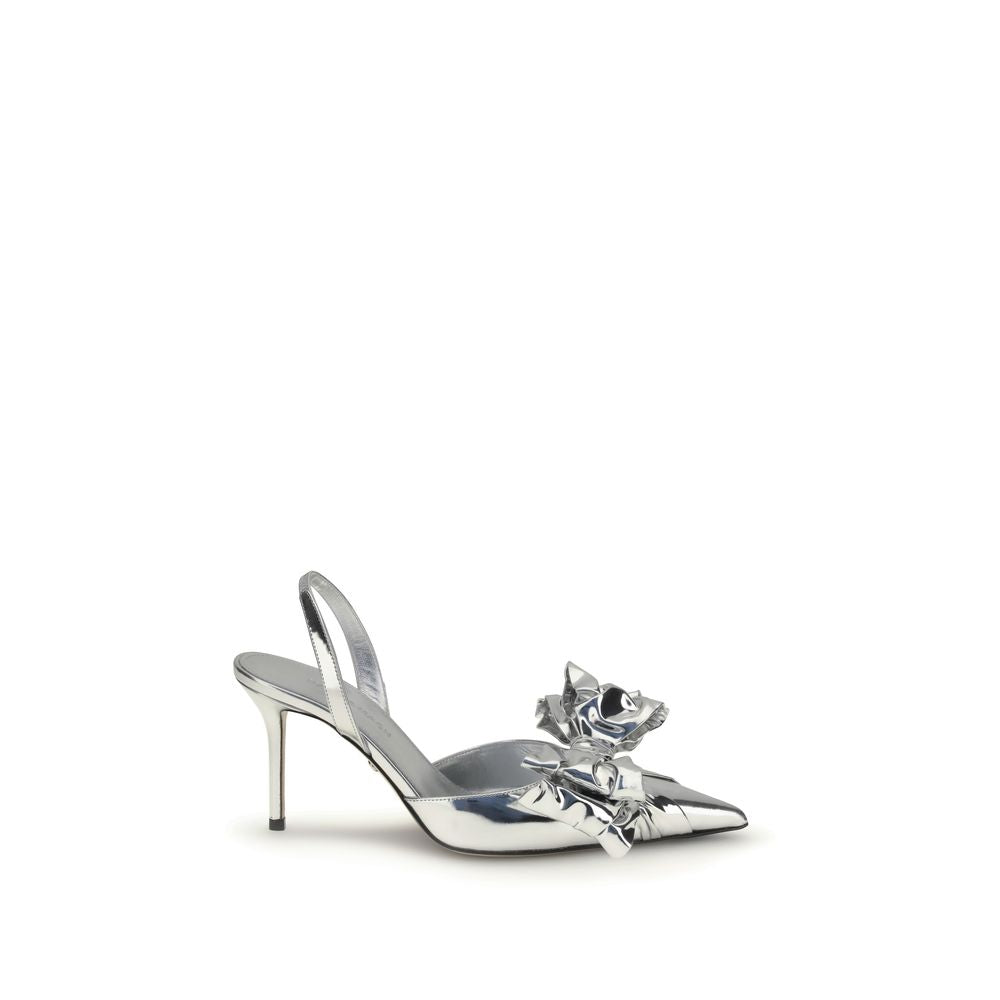 MACH & MACH Silver Leather High Heel Pumps
