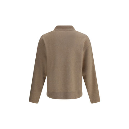 Back view of a Jacquemus Beige Merino Wool Sweatshirt with ribbed cuffs and waistband.