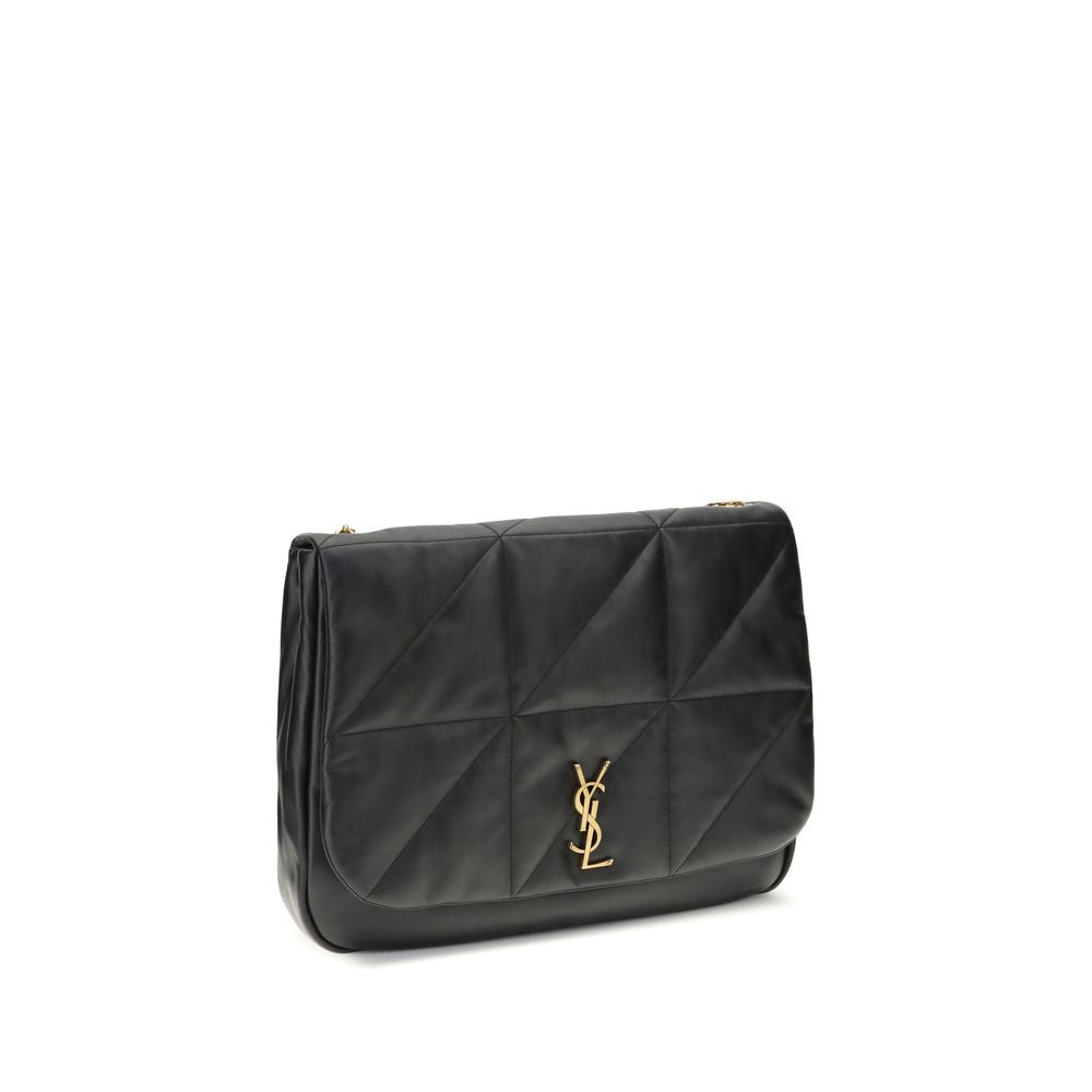 Saint Laurent Black Lamb Ovis Aries Aries Shoulder Bag in soft lambskin with embossed YSL logo and chain strap.