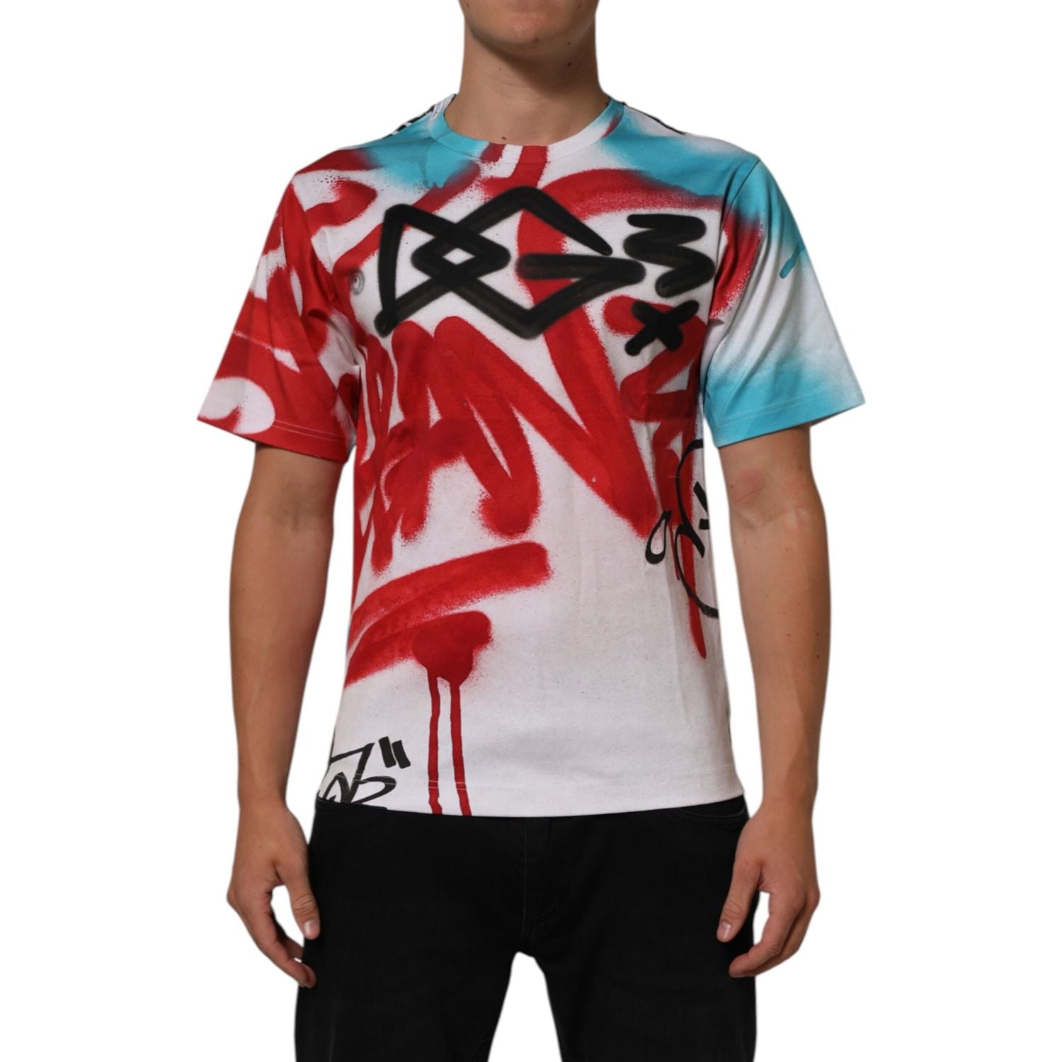 Dolce & Gabbana White Graffiti Crew Neck Short Sleeves T-shirt