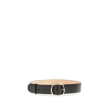 Gabriela Hearst Black Leather Regular Belt with metal buckle and minimalist design for AW25