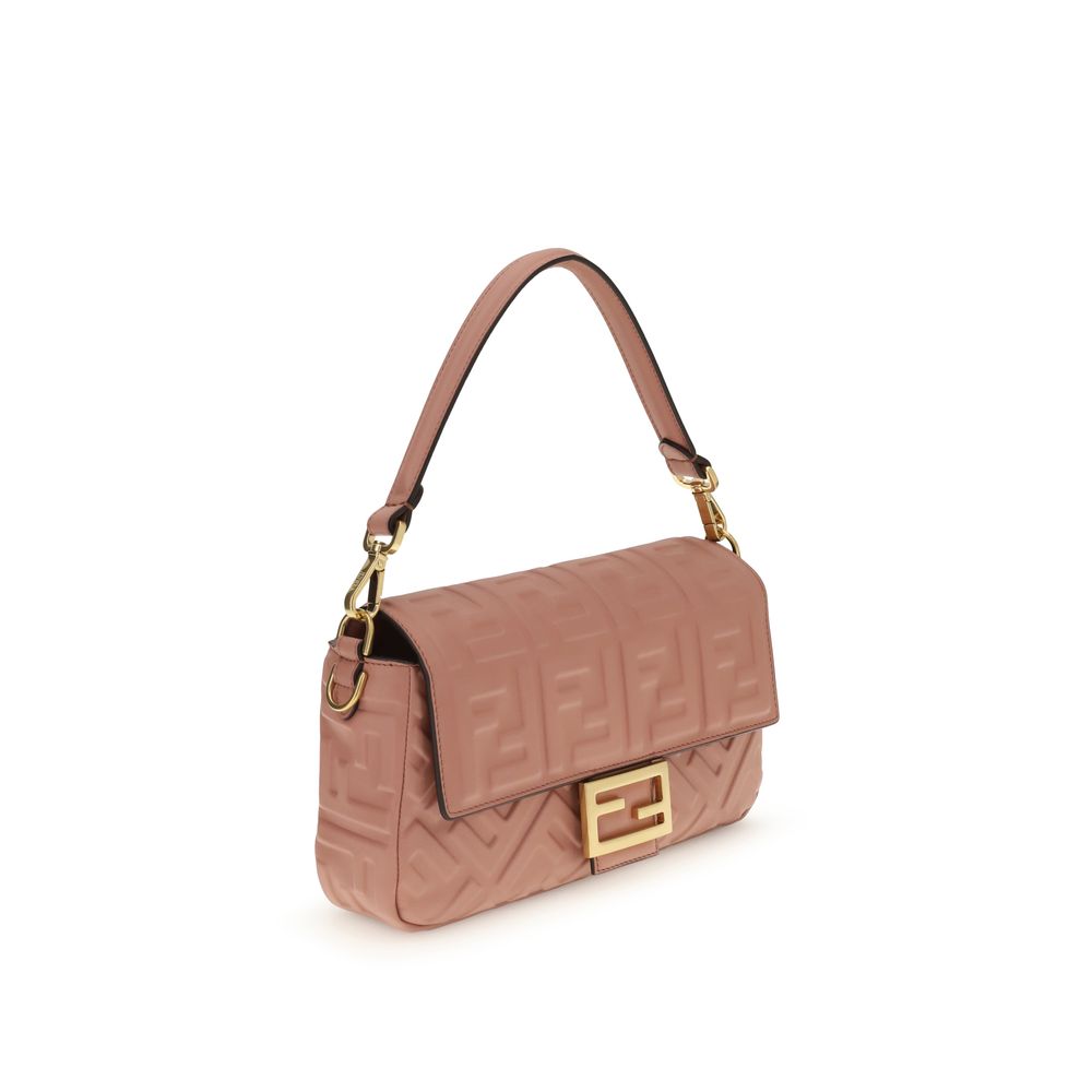 Fendi Multicolor Calf Leather Bos Taurus Shoulder Bag with embossed FF motif, gold-finish hardware, and magnetic closure flap.