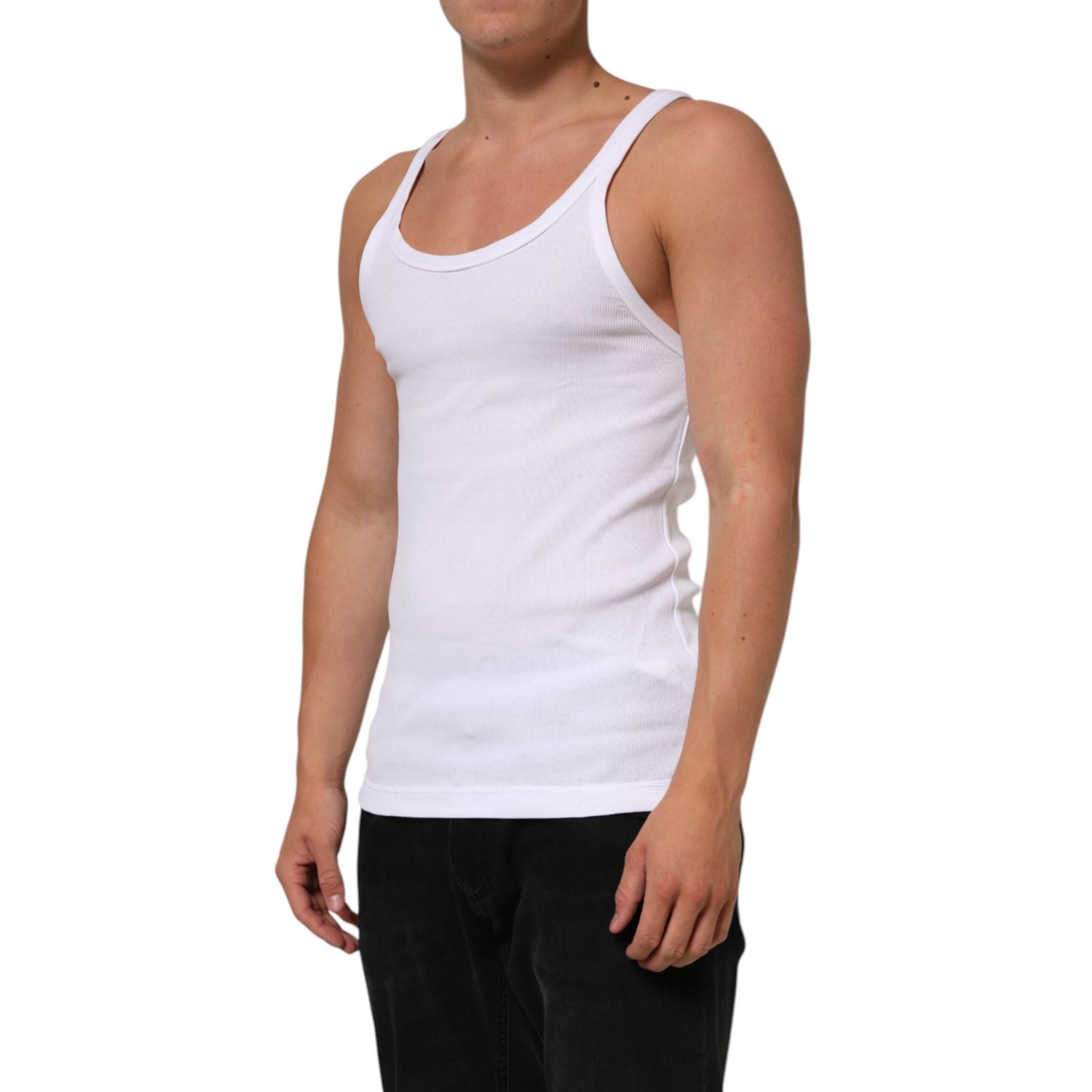 Dolce & Gabbana White Sleeveless Round Neck Tank Top T-shirt
