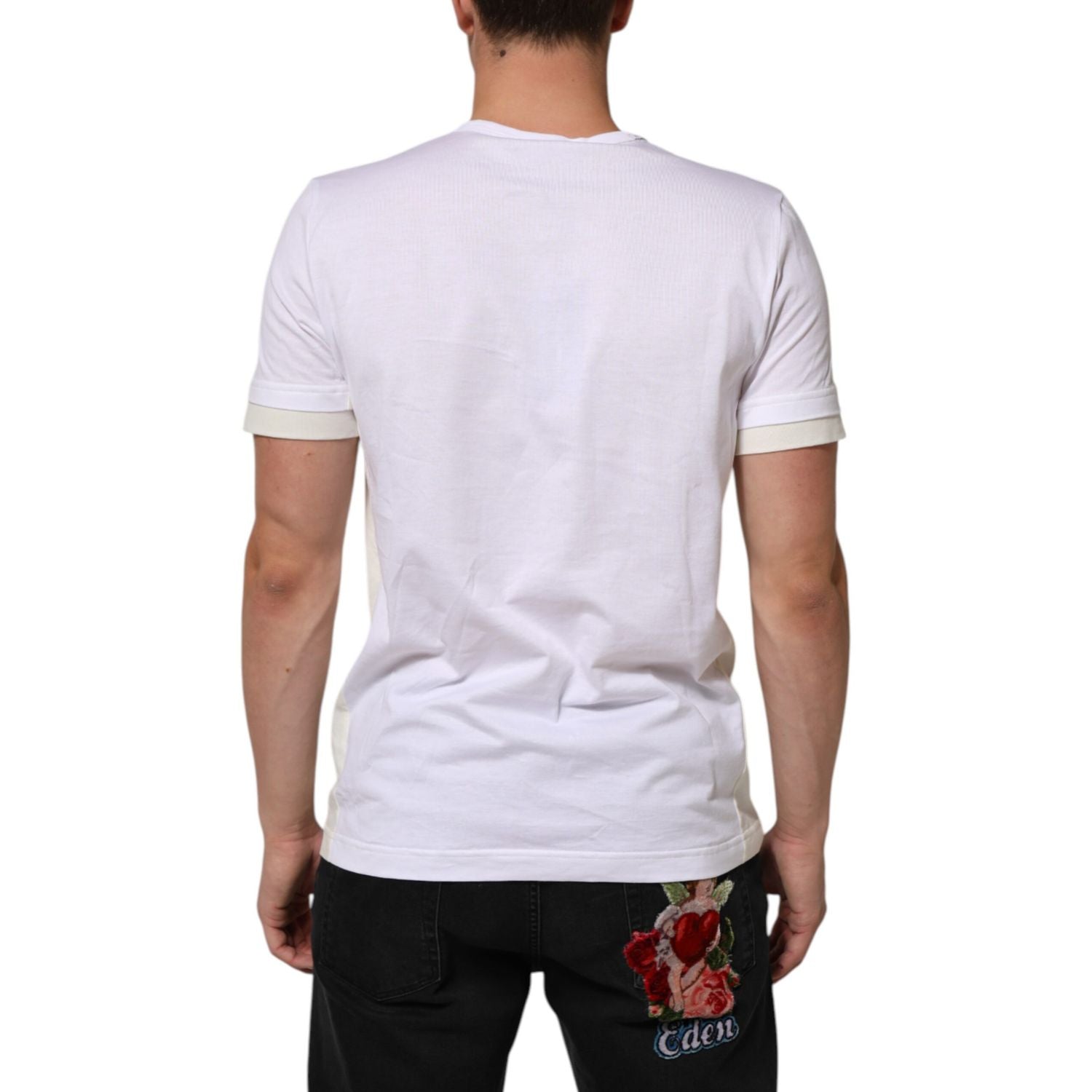 Dolce & Gabbana White Cotton Pocket Short Sleeves Men T-shirt