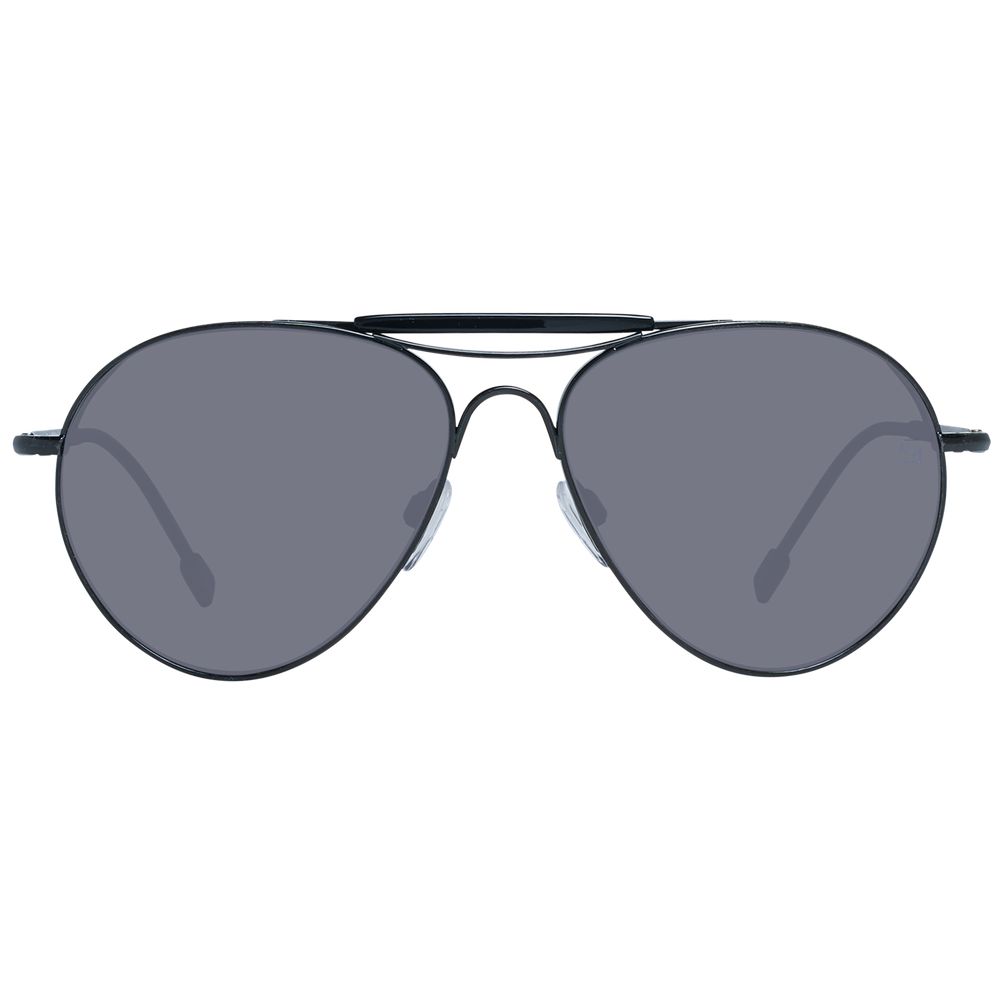 Ermenegildo Zegna Black Titanium Sunglasses, men's aviator style with grey lenses, full-rim black titanium frame, 100% UVA & UVB protection.