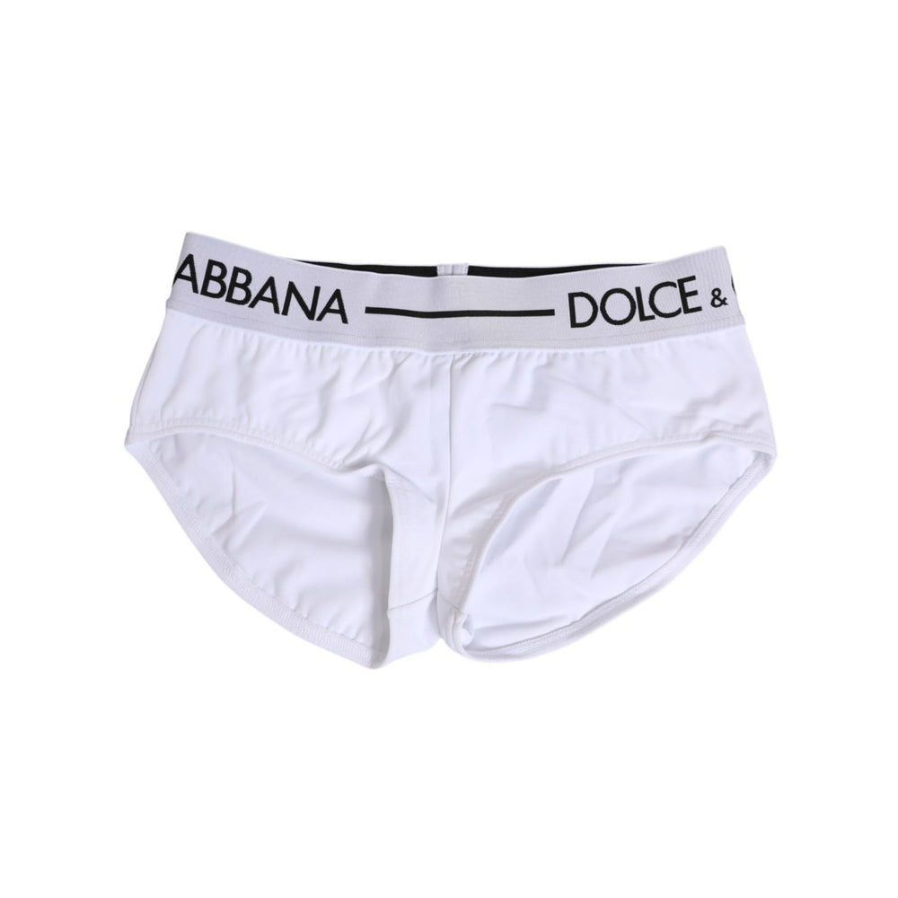 Dolce & Gabbana White Nylon Logo Waistband Shorts Underwear, sleek and stylish Italian-made briefs, featuring iconic logo detail.