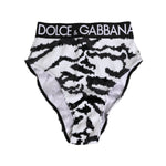 Dolce & Gabbana Black White Sequin High Waist Panty Underwear with logo and elegant design