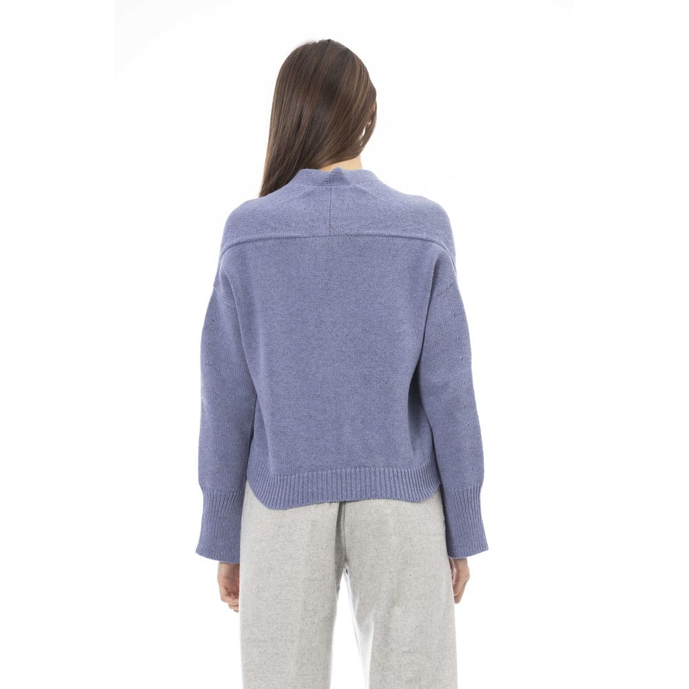Alpha Studio Light Blue Merino Wool Cardigan
