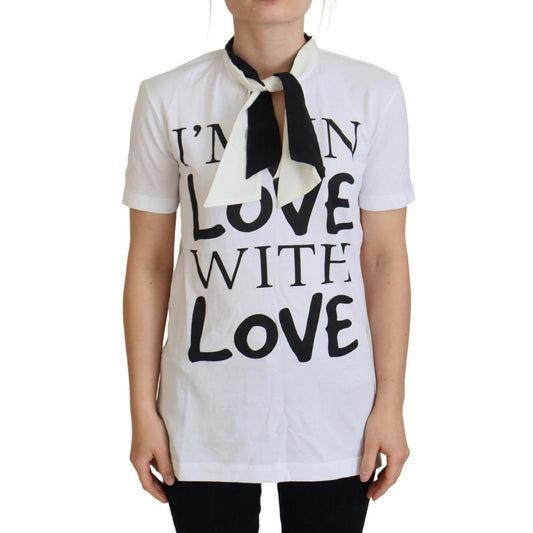 Dolce & Gabbana White Cotton LOVE Print Top Blouse T-shirt