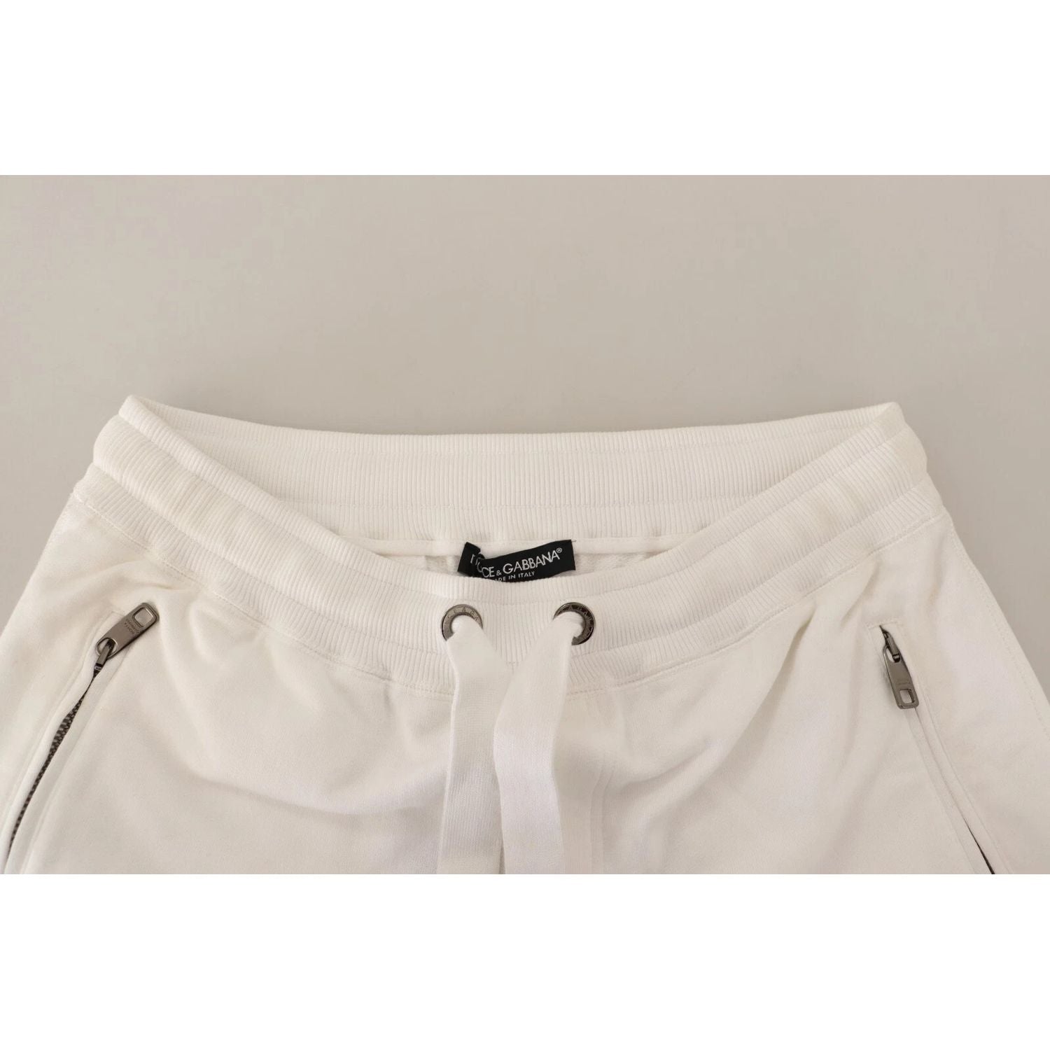 Dolce & Gabbana White Cotton Logo Patch Sweatpants Jogging Pants