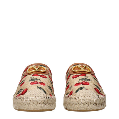 Valentino Garavani Beige Raffia Slippers
