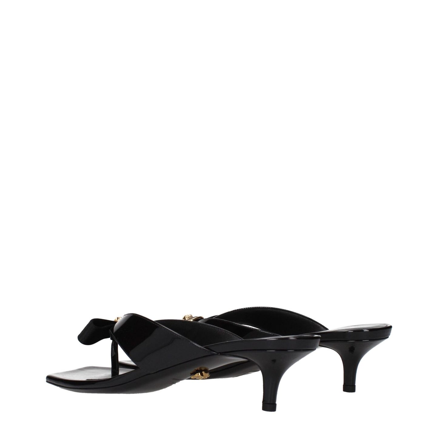 Versace Black Leather Stiletto Heel Sandals