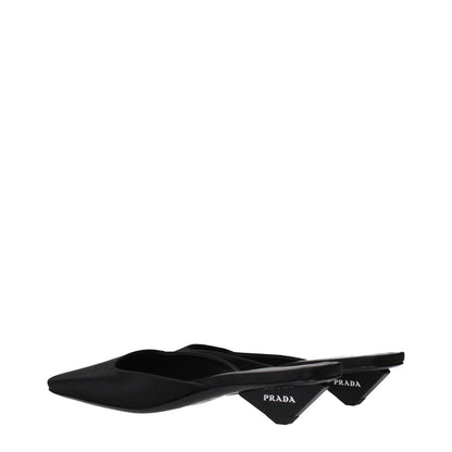 Prada Black Satin Flat Sandals