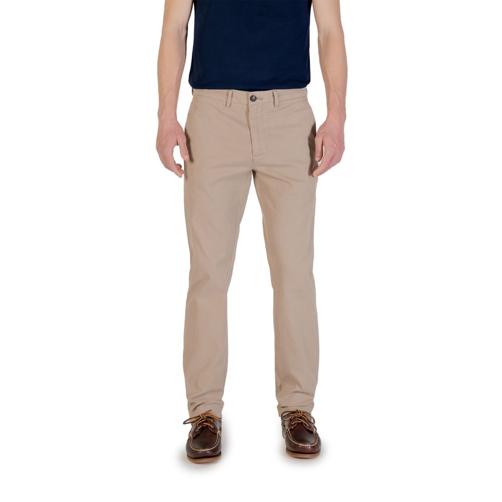 Borghese Beige Cotton Skinny Pants for men, slim fit, perfect for casual and formal occasions, crafted with 97% cotton and 3% elastane.