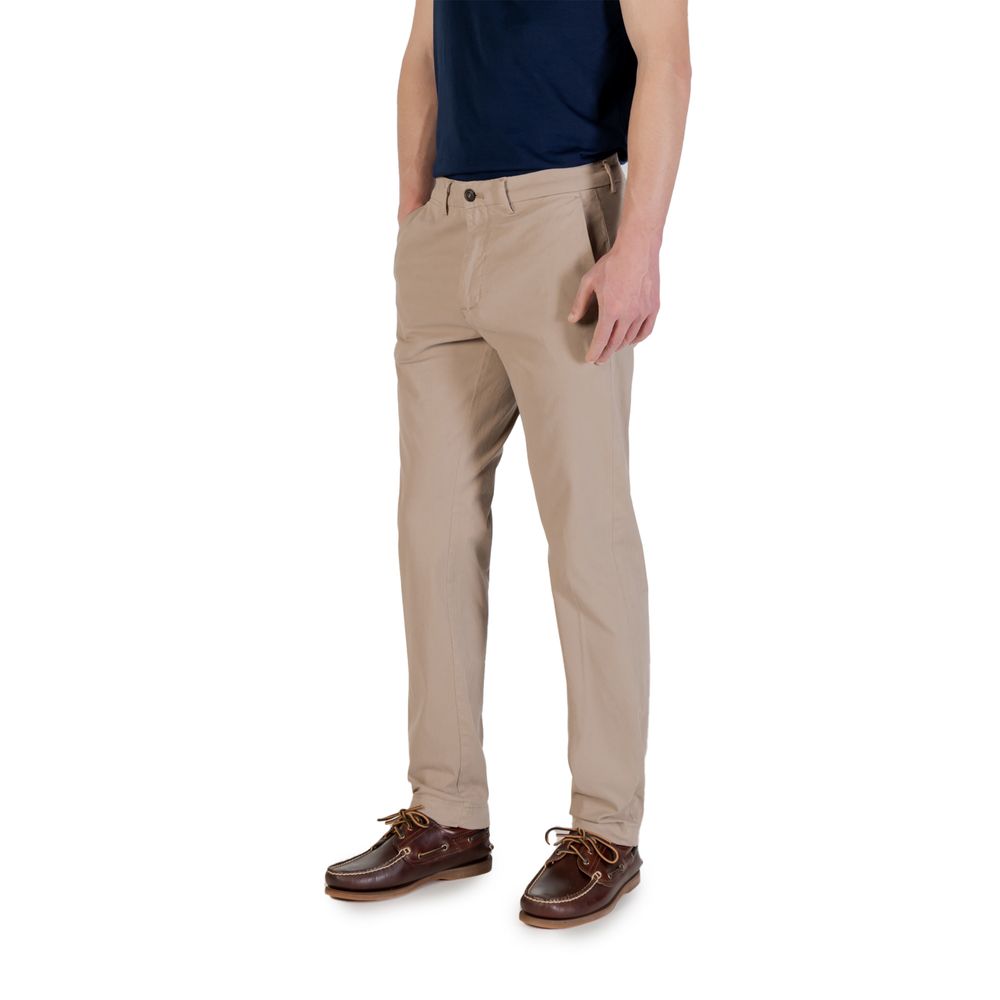 Borghese Beige Cotton Skinny Pants shown in a slim fit on a model, perfect for casual and formal occasions.