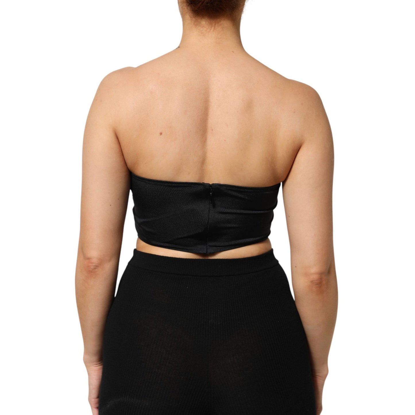 Dolce & Gabbana Black Nylon Blend Bandeau Strapless Tube Top