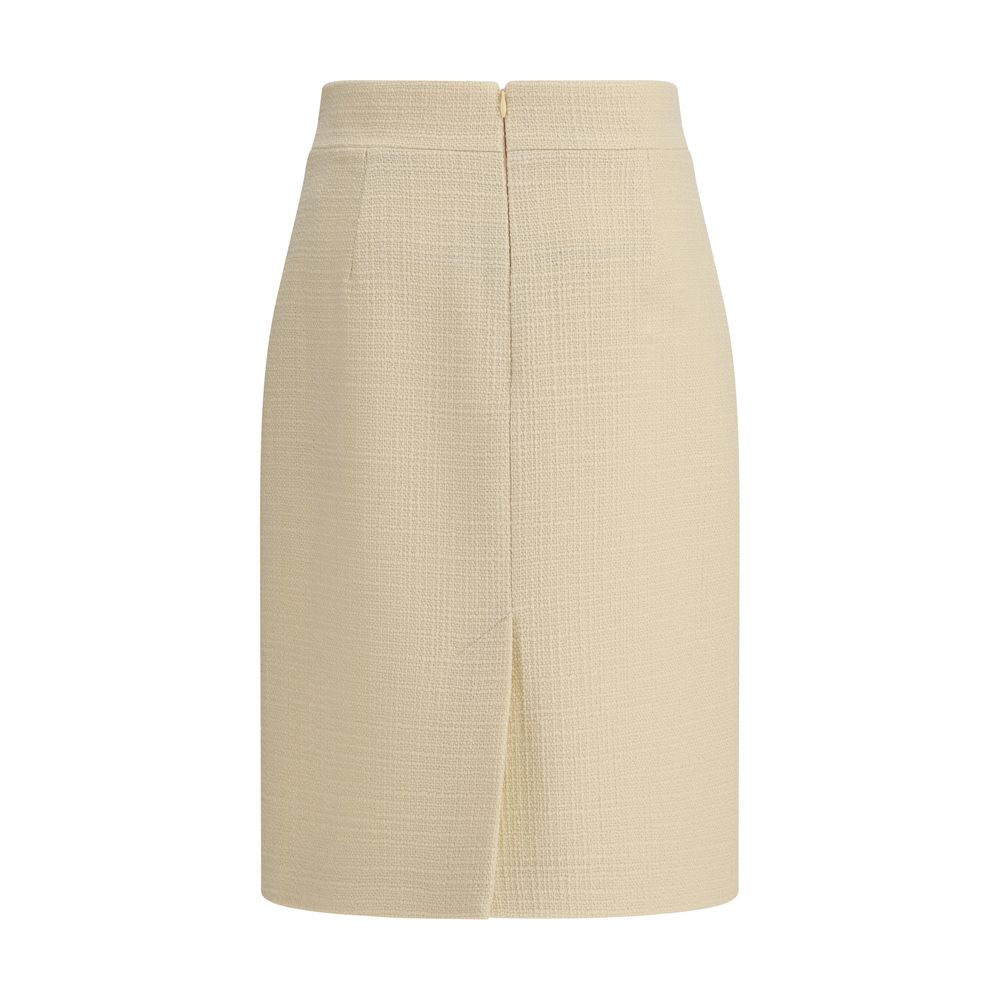 Valentino Cream Fleece Wool Skirt