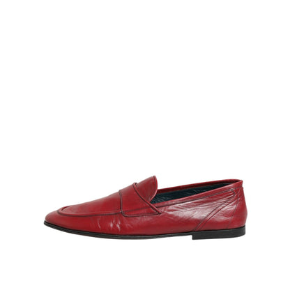 Dolce & Gabbana Red Leather Slip On Dress Men Loafers Shoes