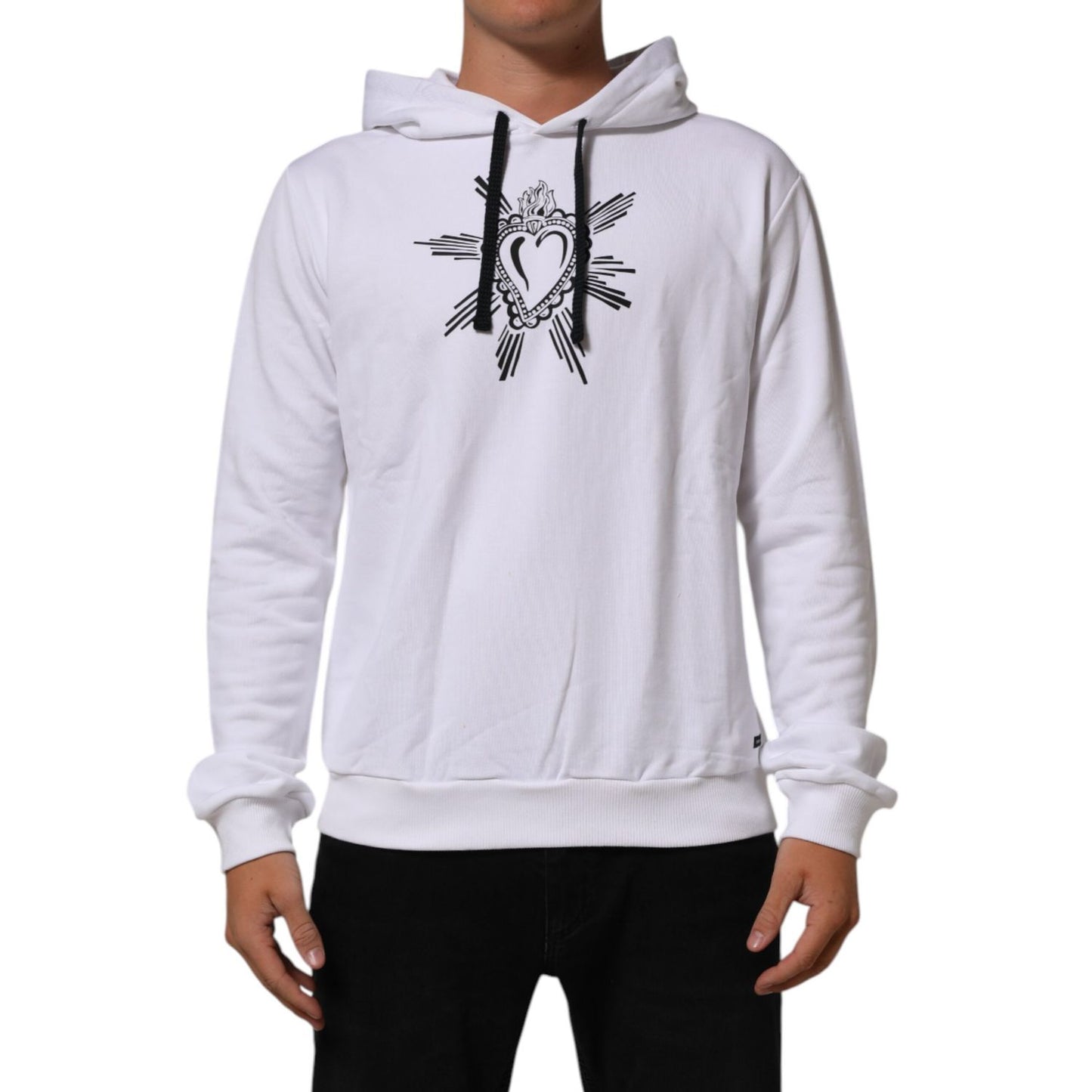 Dolce & Gabbana White Sacred Heart Hooded Sweatshirt Sweater
