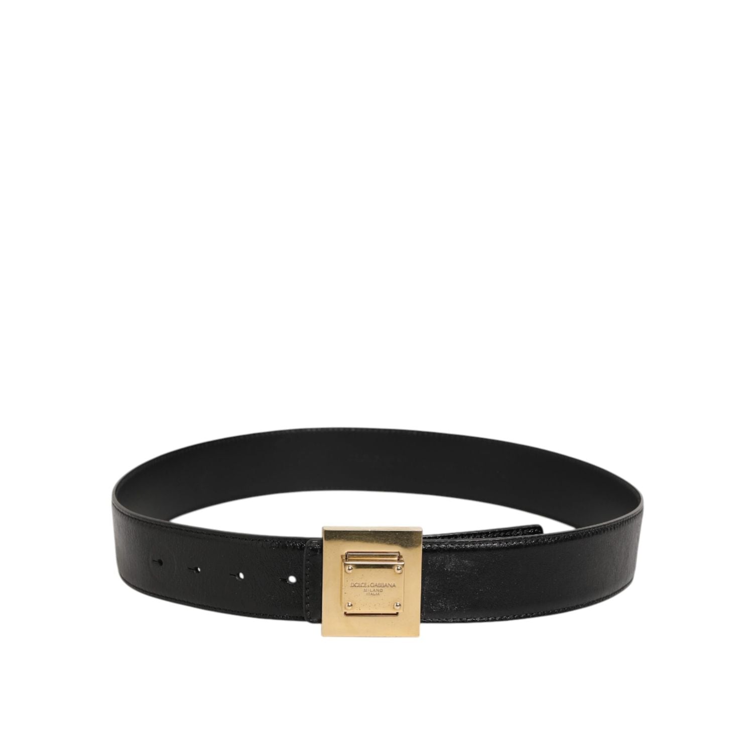 Dolce & Gabbana Black Leather Classic Metal Logo Buckle Belt
