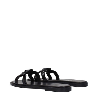 Versace Black Leather Slippers