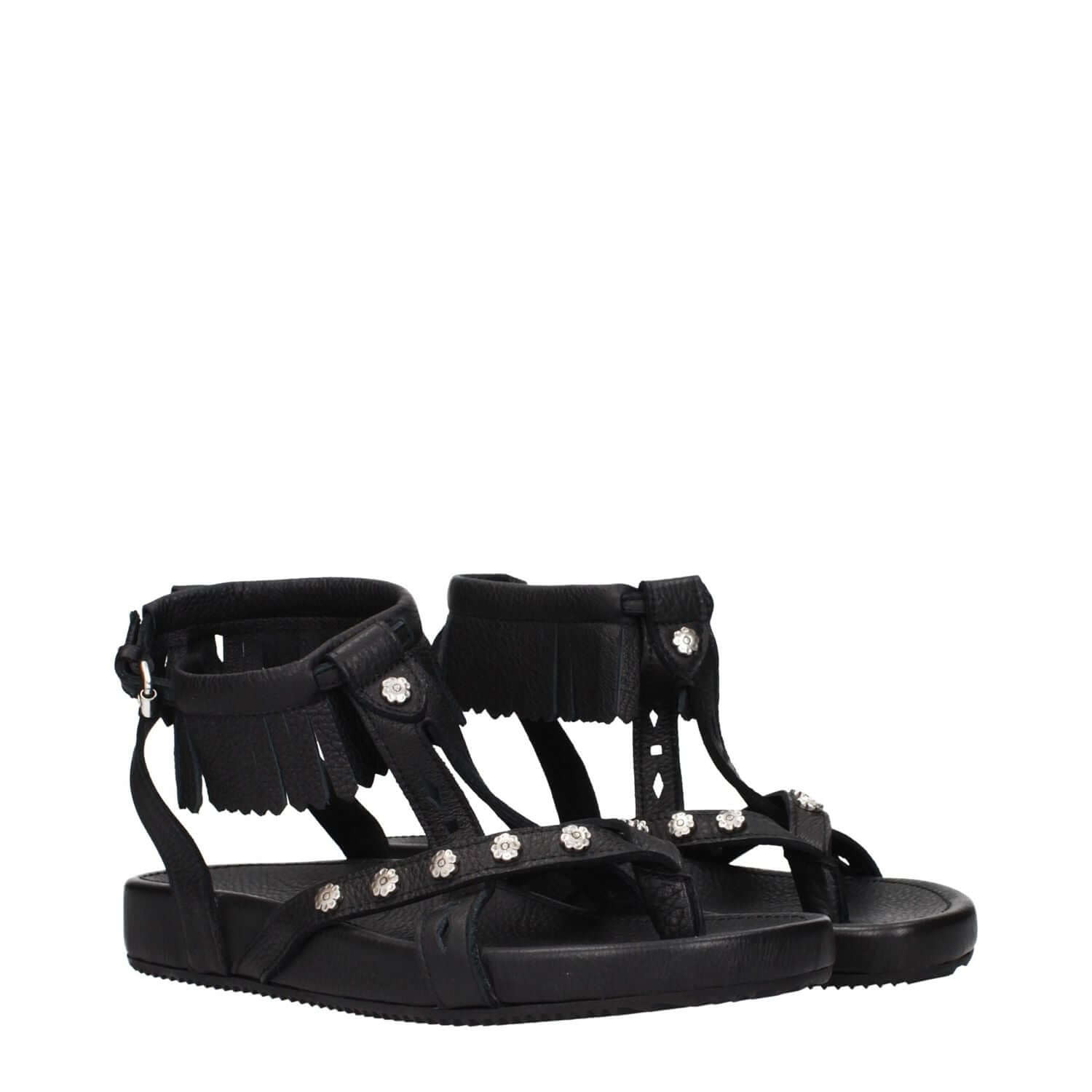 Isabel Marant Black Leather Flat Sandals