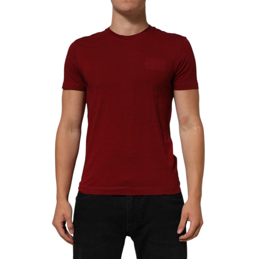 Dolce & Gabbana Maroon Cotton Crew Neck Short Sleeves T-Shirt