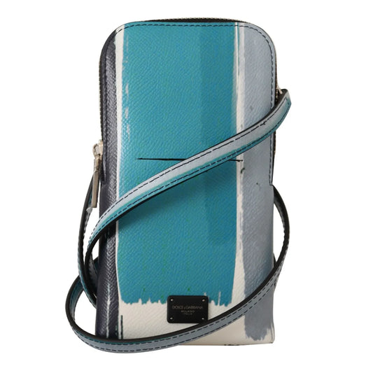 Dolce & Gabbana Blue Leather Cross Body Neck Strap Card Slot Phone Pocket