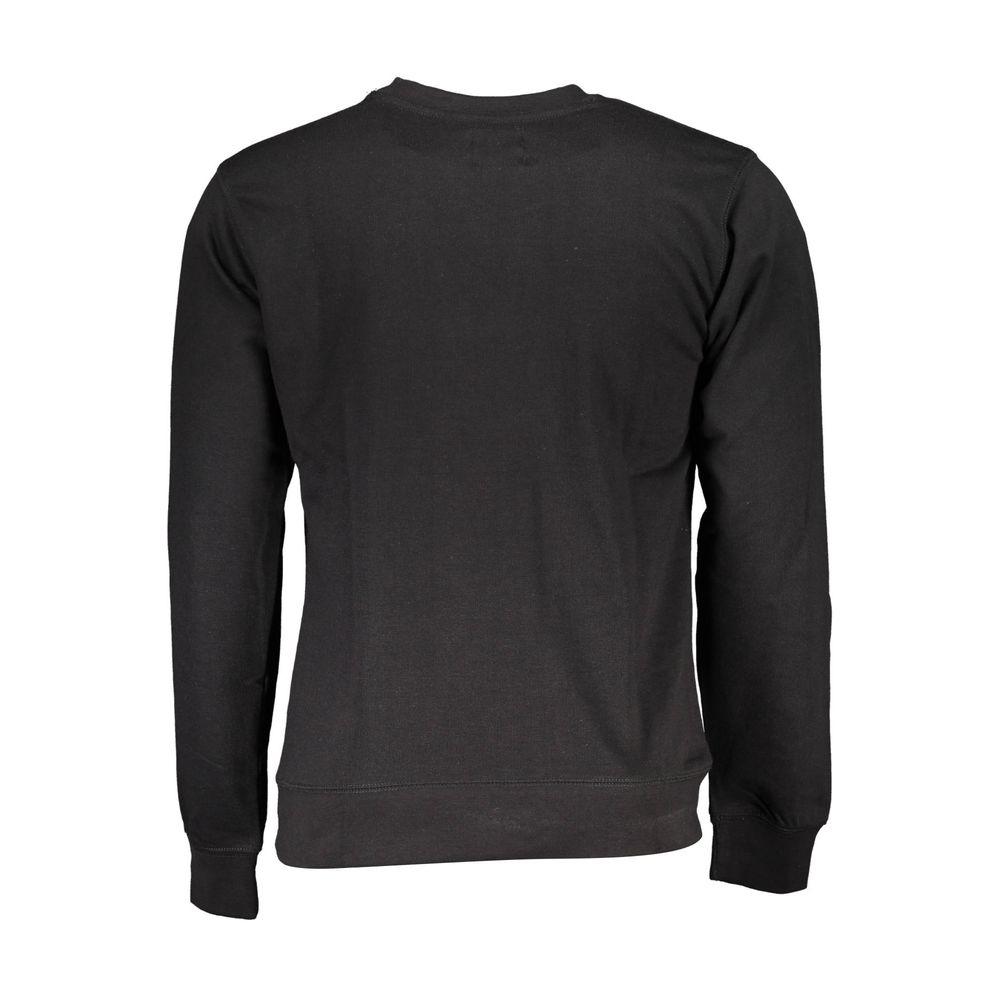 Back view of Gianmarco Venturi Black Cotton Sweatshirt, long sleeve, crew neck, showcasing logo application.