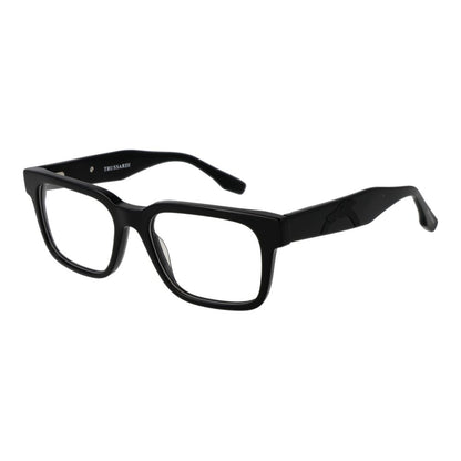 Trussardi Black Acetate Glasses (Frames) - Full-rim rectangular unisex eyewear with branded case. Black acetate frame and demo lenses.