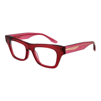 Trussardi Purple Acetate Glasses (Frames) for women, full-rim rectangular style with demo plastic lenses, size 51-19-143.
