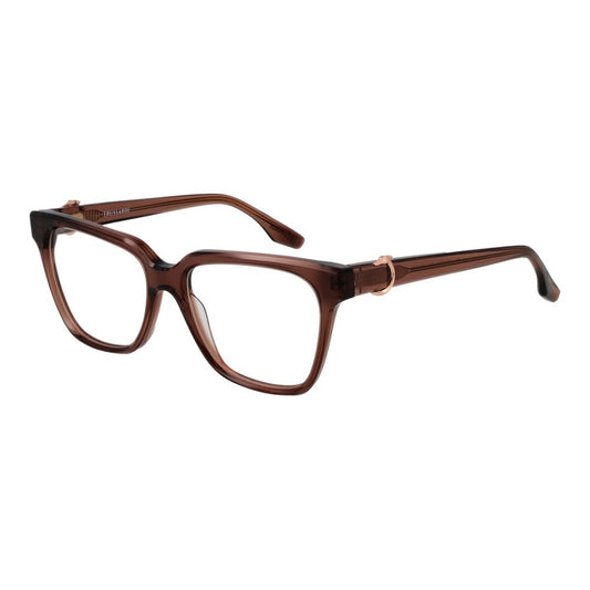 Trussardi Brown Acetate Glasses (Frames) full-rim square style with demo lenses, women's eyewear.