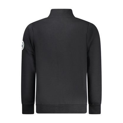 Back view of Norway 1963 Black Cotton Sweatshirt with long sleeves, 2 zip pockets, logo applique, and zipper detail.
