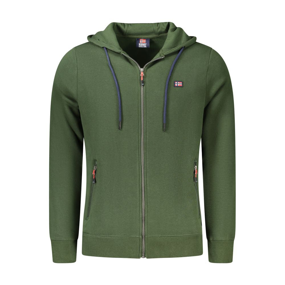 Norway 1963 Green Cotton Sweatshirt, long-sleeved hoodie with zip pockets and embroidered logo.