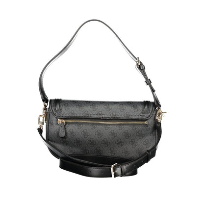 Guess Jeans Black Polyethylene Handbag with adjustable straps, external pocket, and protective feet.