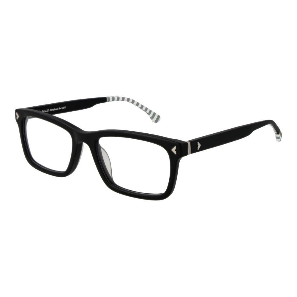 Lozza Black Acetate & Plastic Glasses (Frames) for men, full-rim rectangle style with demo lenses and branded case.