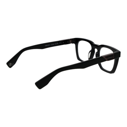 Police Black Cellulose Acetate Glasses (Frames) with full-rim style for men, featuring square design and branded case.