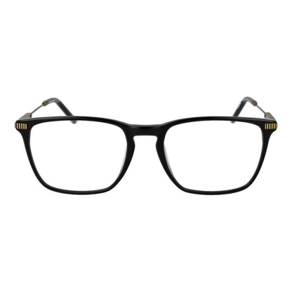 Hackett Black Acetate Glasses (Frames) with full-rim black acetate frame, demo lenses, rectangular style, 55mm width, no spring hinge.