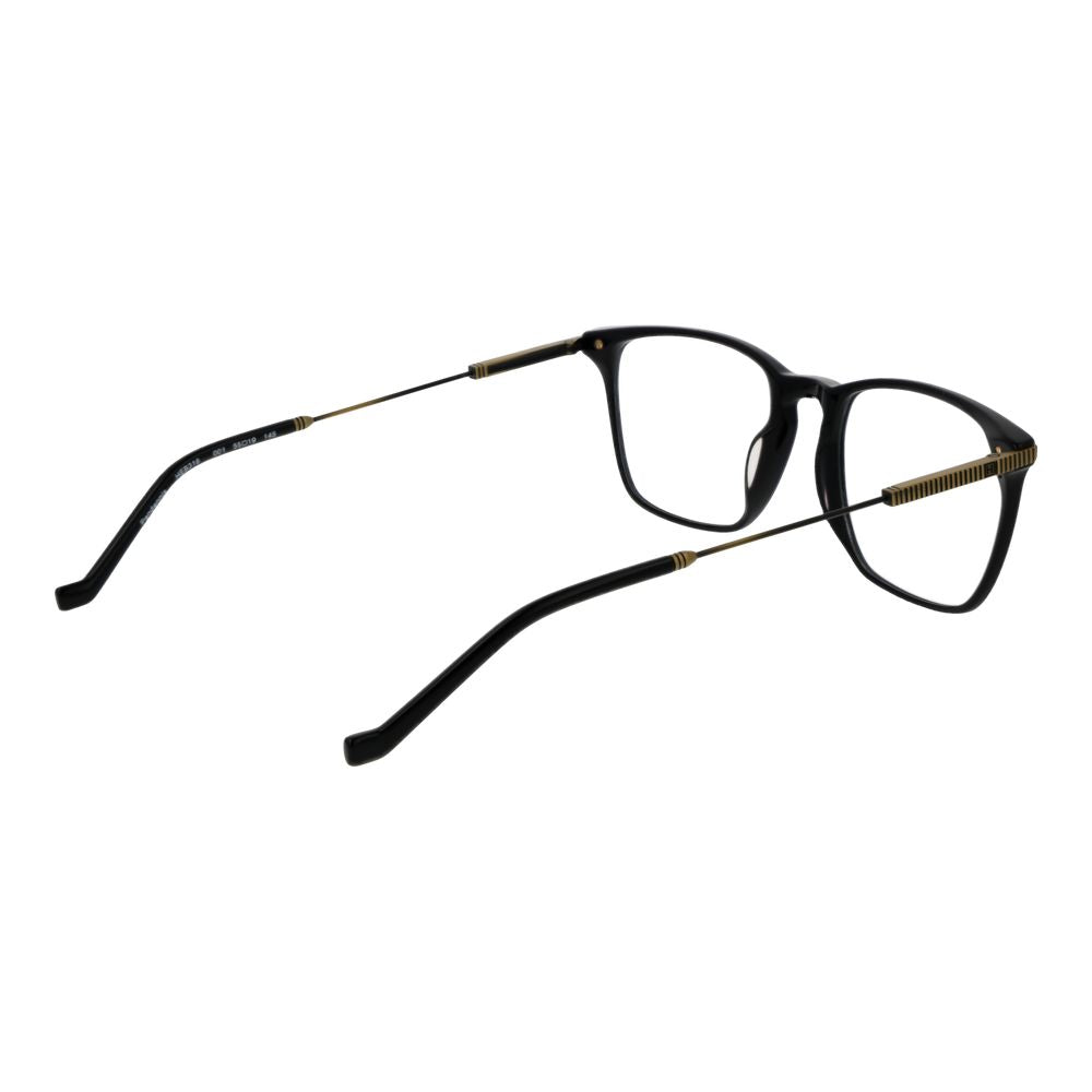 Hackett Black Acetate Glasses (Frames), men's full-rim rectangle style with demo lenses, black color, 55mm width, no spring hinge.